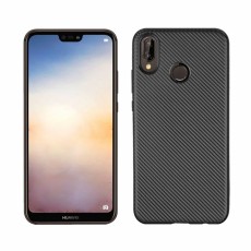 Etui Carbon Fiber TPU Case priekš Huawei P20 Lite - Melns - silikona aizmugures apvalks (bampers, vāciņš, slim back cover, bumper)