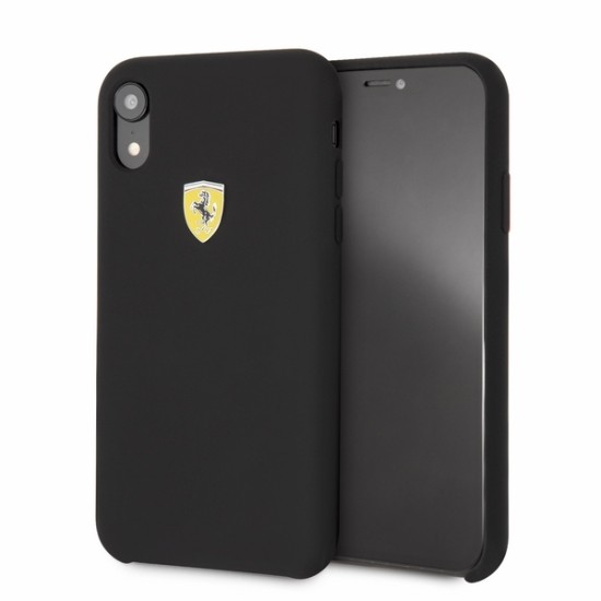 Ferrari Silicone Off Track series FESSIHCI61BK priekš Apple iPhone XR - Melns - silikona aizmugures apvalks (bampers, vāciņš, slim TPU case cover, bumper)