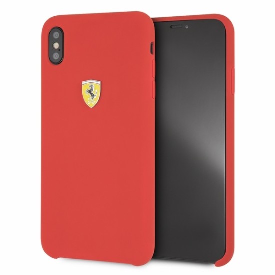 Ferrari Silicone Off Track series FESSIHCI65RE priekš Apple iPhone XS Max - Sarkans - silikona aizmugures apvalks (bampers, vāciņš, slim TPU case cover, bumper)