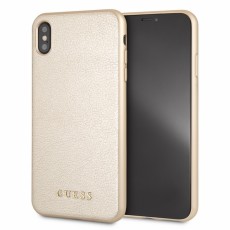 Guess Iridescent series Back Case GUHCI65IGLGO priekš Apple iPhone XS Max - Zelts - ādas apvalks (bampers, vāciņš, leather case cover, bumper)