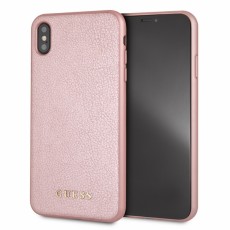Guess Iridescent series Back Case GUHCI65IGLRG priekš Apple iPhone XS Max - Rozā Zelts - ādas apvalks (bampers, vāciņš, leather case cover, bumper)