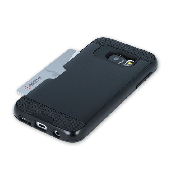 GreenGo Defender Card Case priekš LG K11 X410 - Melns - triecienizturīgs silikona aizmugures apvalks (bampers, vāciņš, slim TPU silicone case shell cover, bumper)