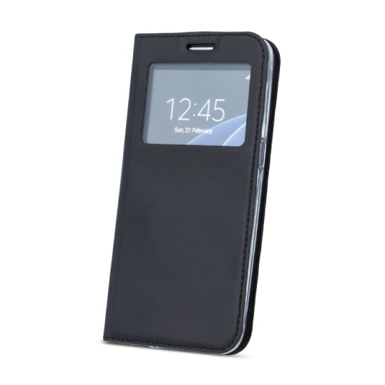 Smart Look Case priekš LG K11 X410 - Melns - sāniski atverams maciņš ar stendu un lodziņu (ādas maks, grāmatiņa, leather book wallet case cover stand)