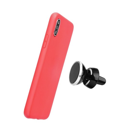 Forcell Soft Magnet Case (Microfiber) priekš Xiaomi Pocophone F1 - Sarkans - matēts silikona aizmugures apvalks ar metālisku plāksni (bampers, vāciņš, slim TPU silicone cover shell, bumper)