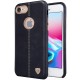 NILLKIN Englon Textured Leather Skin Hard Back Case priekš Apple iPhone 8 - Melns (ar izgriezumu) - ādas aizmugures apvalks (bampers, vāciņš, leather cover, bumper)