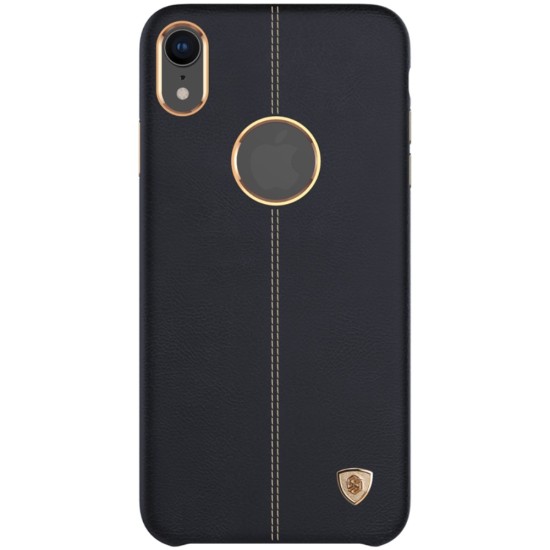 NILLKIN Englon Textured Leather Skin Hard Back Case priekš Apple iPhone XR - Melns - ādas aizmugures apvalks (bampers, vāciņš, leather cover, bumper)