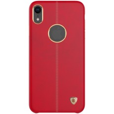 NILLKIN Englon Textured Leather Skin Hard Back Case priekš Apple iPhone XR - Sarkans - ādas aizmugures apvalks (bampers, vāciņš, leather cover, bumper)