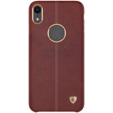 NILLKIN Englon Textured Leather Skin Hard Back Case priekš Apple iPhone XR - Brūns - ādas aizmugures apvalks (bampers, vāciņš, leather cover, bumper)
