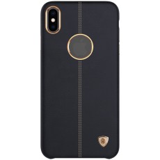 NILLKIN Englon Textured Leather Skin Hard Back Case priekš Apple iPhone XS Max - Melns - ādas aizmugures apvalks (bampers, vāciņš, leather cover, bumper)