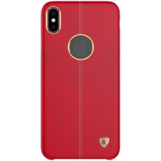 NILLKIN Englon Textured Leather Skin Hard Back Case priekš Apple iPhone XS Max - Sarkans - ādas aizmugures apvalks (bampers, vāciņš, leather cover, bumper)