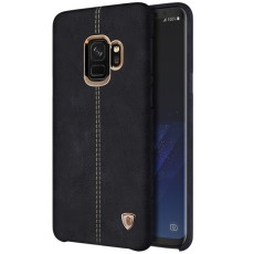 NILLKIN Englon Textured Leather Skin Hard Back Case priekš Samsung Galaxy S9 G960 - Melns - ādas aizmugures apvalks (bampers, vāciņš, leather cover, bumper)