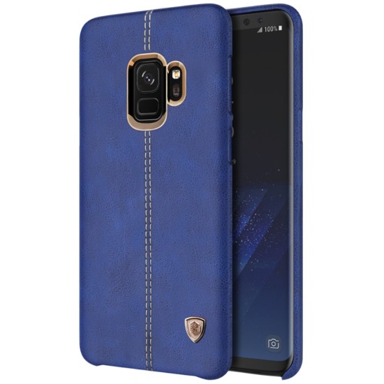 NILLKIN Englon Textured Leather Skin Hard Back Case priekš Samsung Galaxy S9 G960 - Zils - ādas aizmugures apvalks (bampers, vāciņš, leather cover, bumper)