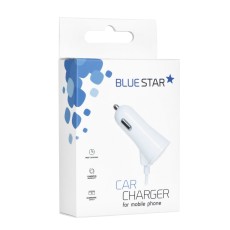 BlueStar Auto 12/24V Universāls Lightning / USB 3A Charger - Balts - Lightning Auto lādētājs ar spirālveida kabeli / vadu telefoniem un planšetdatoriem