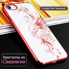 Kingxbar Swarovski Phoenix series priekš Apple iPhone 7 / 8 / SE2 (2020) / SE3 (2022) - Sarkans - plastikāta aizmugures apvalks ar kristāliem / bampers-vāciņš