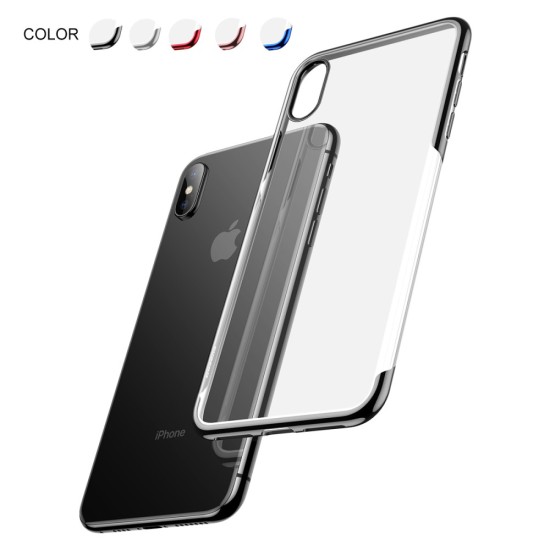 BASEUS Shining Series Plating Back Case priekš Apple iPhone XS Max - Melns - silikona aizmugures apvalks (bampers, vāciņš, slim TPU silicone case shell cover, bumper)