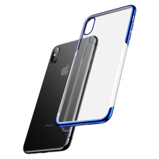 BASEUS Shining Series Plating Back Case priekš Apple iPhone XS Max - Zils - silikona aizmugures apvalks (bampers, vāciņš, slim TPU silicone case shell cover, bumper)