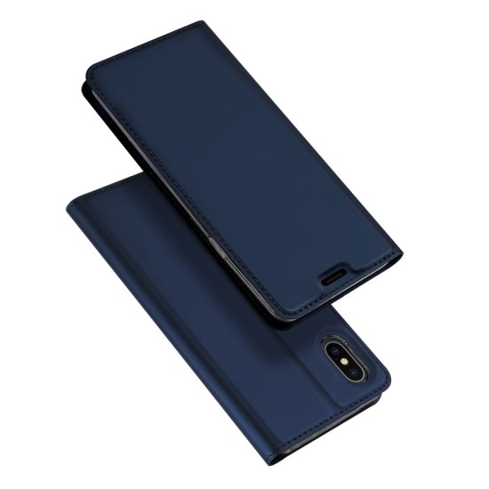 Dux Ducis Skin Pro series priekš Apple iPhone XS Max - Tumši Zils - sāniski atverams maciņš ar magnētu un stendu (ādas maks, grāmatiņa, leather book wallet case cover stand)
