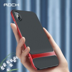 ROCK Royce Series PC and TPU Hybrid Cover for Apple iPhone XS Max - Sarkans - silikona ar plastikas rāmi aizmugures apvalks (bampers, vāciņš, TPU silicone cover, bumper shell)