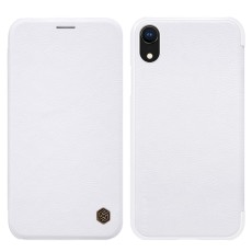 NILLKIN Qin Series Card Holder Leather Flip Case priekš Apple iPhone XR - Balts - sāniski atverams maciņš (ādas maks, grāmatiņa, leather book wallet case cover)