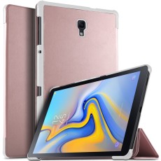 Tri-fold Stand PU Smart Auto Wake/Sleep Leather Case priekš Samsung Galaxy Tab A 10.5 (2018) T590 / T595 - Rozā Zelts - sāniski atverams maciņš ar stendu