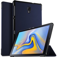Tri-fold Stand PU Smart Auto Wake/Sleep Leather Case priekš Samsung Galaxy Tab A 10.5 (2018) T590 / T595 - Tumši zils - sāniski atverams maciņš ar stendu