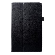 Lychee Leather Smart Cover Stand for Samsung Galaxy Tab A 10.5 (2018) T590 / T595 - Melns - sāniski atverams maciņš ar stendu (ādas maks, grāmatiņa, leather book wallet case cover stand)