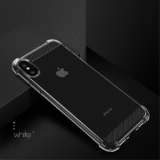 X-LEVEL Carbon Fiber Texture Anti-bump Wrapped Edges Soft TPU Back Cover priekš Apple iPhone XS Max - Caurspīdīgs - Triecienizturīgs silikona aizmugures apvalks (bampers, vāciņš, slim TPU silicone case shell cover, bumper)