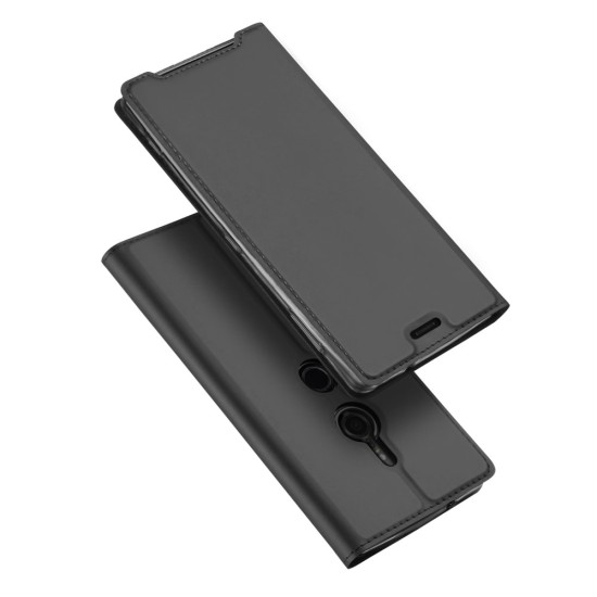 Dux Ducis Skin Pro series priekš Sony Xperia XZ3 H9436 - Tumši Pelēks - sāniski atverams maciņš ar magnētu un stendu (ādas maks, grāmatiņa, leather book wallet case cover stand)