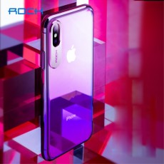 ROCK Aluminum Alloy Patch Gradient Color PC Hard Case priekš Apple iPhone XS Max - Violets - plastikāta aizmugures apvalks (bampers, vāciņš, slim PC case cover, bumper)