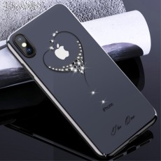 Kingxbar Swarovski Wish series priekš Apple iPhone XS Max - Melns - plastikāta aizmugures apvalks ar kristāliem (bampers, vāciņš, slim TPU case cover, bumper)