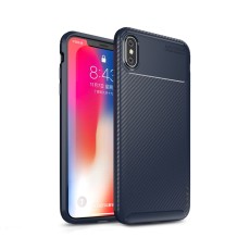 IPAKY Carbon Fiber Texture Soft TPU Heat Dissipation Back Airbag Case priekš Apple iPhone XS Max - Zils - Triecienizturīgs silikona aizmugures apvalks (bampers, vāciņš, slim TPU silicone case shell cover, bumper)