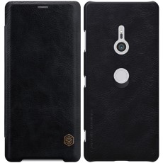 NILLKIN Qin Series Card Holder Leather Case priekš Sony Xperia XZ3 H9436 - Melns - sāniski atverams maciņš (ādas maks, grāmatiņa, leather book wallet case cover)