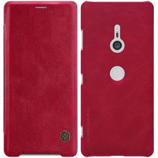 NILLKIN Qin Series Card Holder Leather Case priekš Sony Xperia XZ3 H9436 - Sarkans - sāniski atverams maciņš (ādas maks, grāmatiņa, leather book wallet case cover)