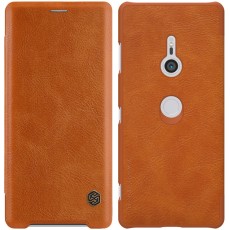 NILLKIN Qin Series Card Holder Leather Case priekš Sony Xperia XZ3 H9436 - Brūns - sāniski atverams maciņš (ādas maks, grāmatiņa, leather book wallet case cover)