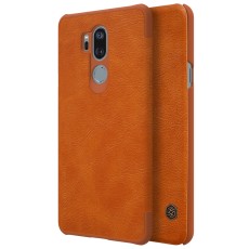 NILLKIN Qin Series Card Holder Leather Case priekš LG G7 ThinQ G710 - Brūns - sāniski atverams maciņš (ādas maks, grāmatiņa, leather book wallet case cover)