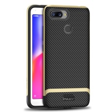 IPAKY 2-Piece PC Bumper Carbon Fiber TPU Hybrid Cover priekš Xiaomi Redmi 6 - Zelts - silikona ar plastikas rāmi aizmugures apvalks (bampers, vāciņš, TPU silicone cover, bumper shell)