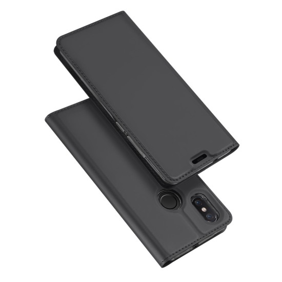Dux Ducis Skin Pro series priekš Xiaomi Mi 8 - Tumši Pelēks - sāniski atverams maciņš ar magnētu un stendu (ādas maks, grāmatiņa, leather book wallet case cover stand)