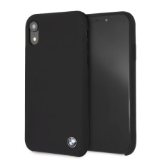 BMW Silicone series BMHCI61SILBK priekš Apple iPhone XR - Melns - silikona aizmugures apvalks (bampers, vāciņš, slim TPU case cover, bumper)