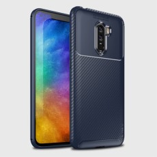 IPAKY Carbon Fiber Texture Soft TPU Heat Dissipation Back Airbag Case priekš Xiaomi Pocophone F1 - Zils - Triecienizturīgs silikona aizmugures apvalks (bampers, vāciņš, slim TPU silicone case shell cover, bumper)