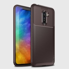 IPAKY Carbon Fiber Texture Soft TPU Heat Dissipation Back Airbag Case priekš Xiaomi Pocophone F1 - Brūns - Triecienizturīgs silikona aizmugures apvalks (bampers, vāciņš, slim TPU silicone case shell cover, bumper)