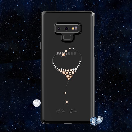 KINGXBAR Swarovski Plated Hard Case priekš Samsung Galaxy Note 9 N960 - Melns / Loving Heart - plastikāta apvalks (bampers, vāciņš, lim TPU case cover, bumper)