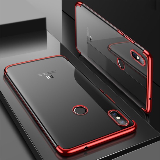 CAFELE Electroplating Soft TPU Phone Case priekš Xiaomi Mi 8 - Sarkans - silikona aizmugures apvalks (bampers, vāciņš, ultra slim TPU silicone case cover, bumper)