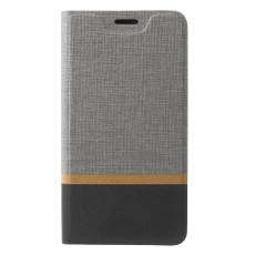 Bi-color Cross Texture Leather Stand Cover Built-in Steel Sheet for Nokia 2 - Pelēks - sāniski atverams maciņš ar stendu (ādas maks, grāmatiņa, leather book wallet case cover stand)