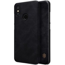 NILLKIN Qin Series Card Holder Leather Flip Case priekš Xiaomi Mi 8 - Melns - sāniski atverams maciņš (ādas maks, grāmatiņa, leather book wallet case cover)