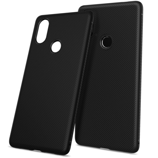 Twill Texture Silicone Mobile Phone Cover Shell priekš Xiaomi Mi 8 - Melns - triecienizturīgs silikona aizmugures apvalks (bampers, vāciņš, slim TPU silicone case shell cover, bumper)