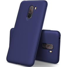 Twill Texture Silicone Mobile Phone Cover Shell priekš Xiaomi Pocophone F1 - Tumši zils - triecienizturīgs silikona aizmugures apvalks (bampers, vāciņš, slim TPU silicone case shell cover, bumper)