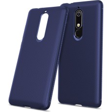 Twill Texture Silicone Mobile Phone Cover Shell priekš Nokia 5.1 (2018) - Tumši zils - triecienizturīgs silikona aizmugures apvalks (bampers, vāciņš, slim TPU silicone case shell cover, bumper)