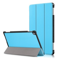 Tri-fold Stand PU Smart Auto Wake/Sleep Leather Case priekš Huawei MediaPad M5 Lite 10.1 - Gaiši Zils - sāniski atverams maciņš ar stendu