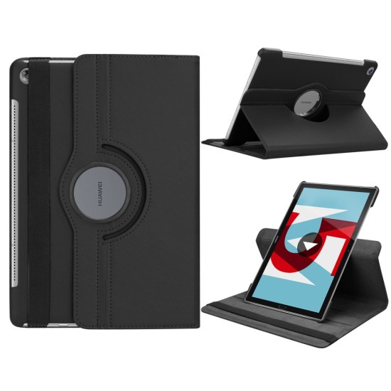 Litchi Grain 360 Rotary Stand Case for Huawei MediaPad M5 10.8-inch - Melns - sāniski atverams maciņš ar stendu (ādas maks, grāmatiņa, leather book wallet case cover stand)
