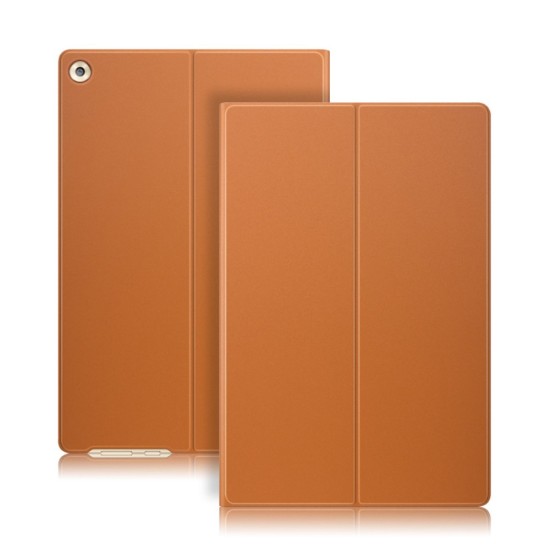 Sand-like Texture Folio Stand Leather Case for Huawei MediaPad M5 10.8-inch - Brūns - sāniski atverams maciņš ar stendu (ādas maks, grāmatiņa, leather book wallet case cover stand)